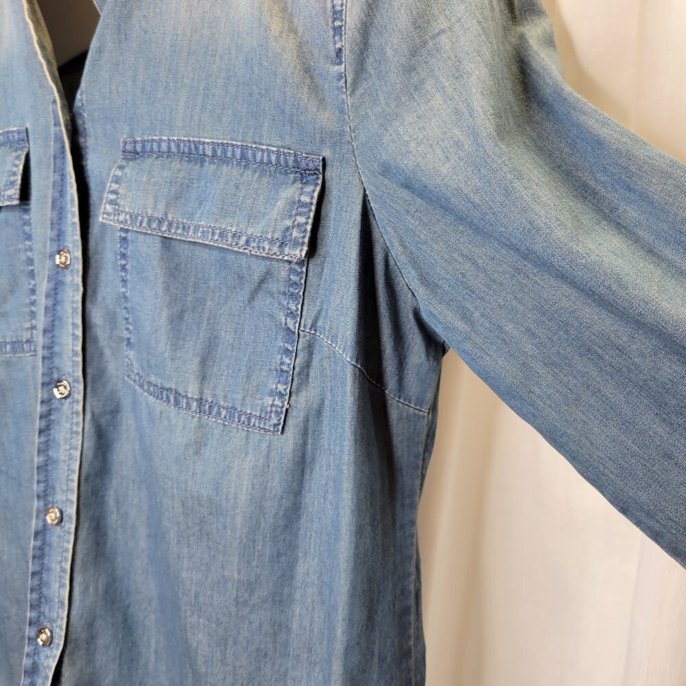 MICHAEL Michael Kors Denim Button Up w/ Jeweled Collar, M - Picture 4 of 10